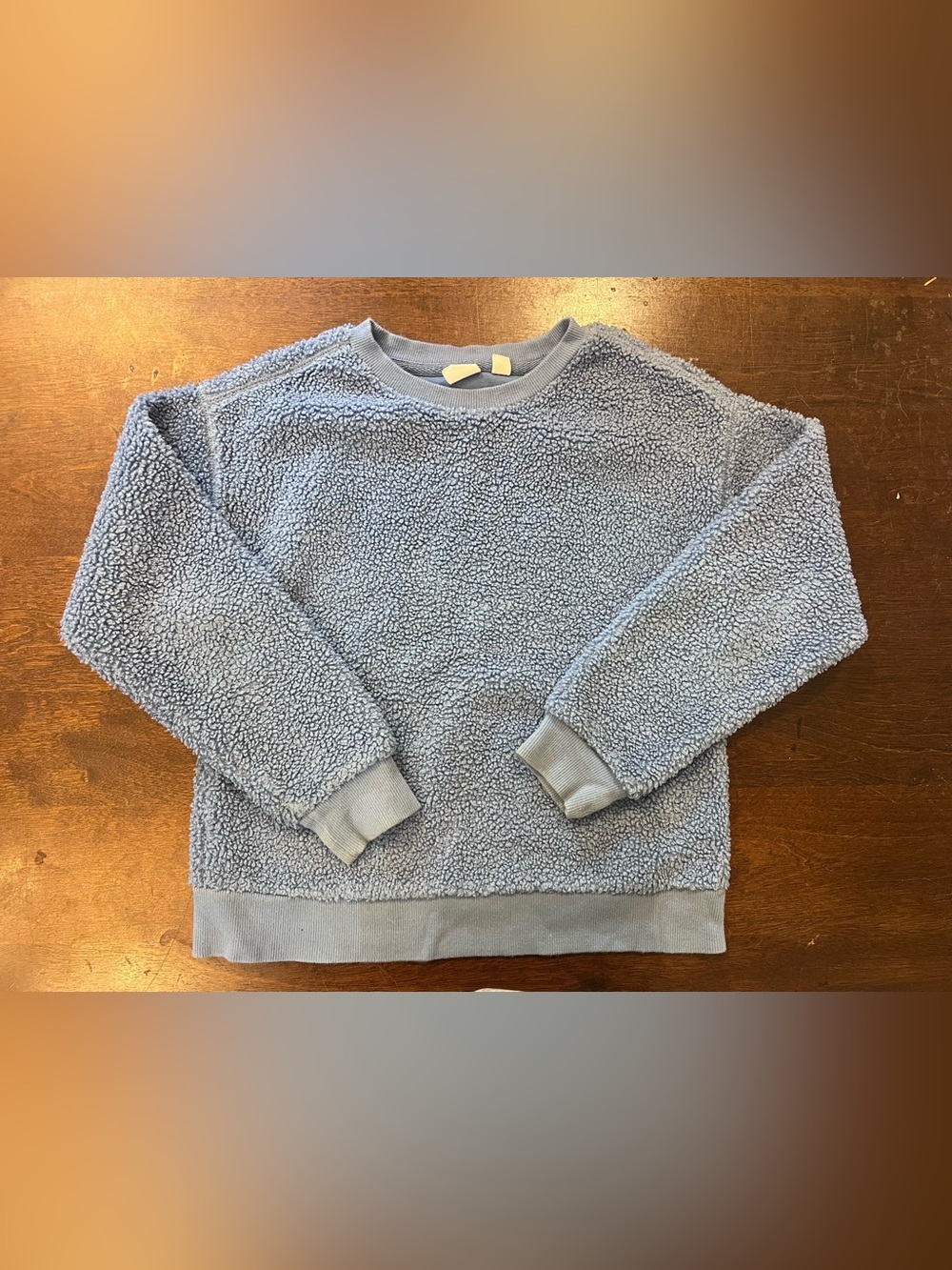 GAP girls Light Blue Sherpa Crewneck Pullover size 8/medium